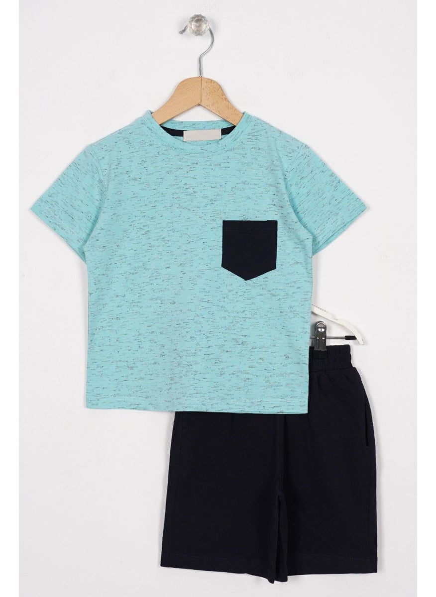 Pocket Detailed Mint Black Color Boy Shorts Set