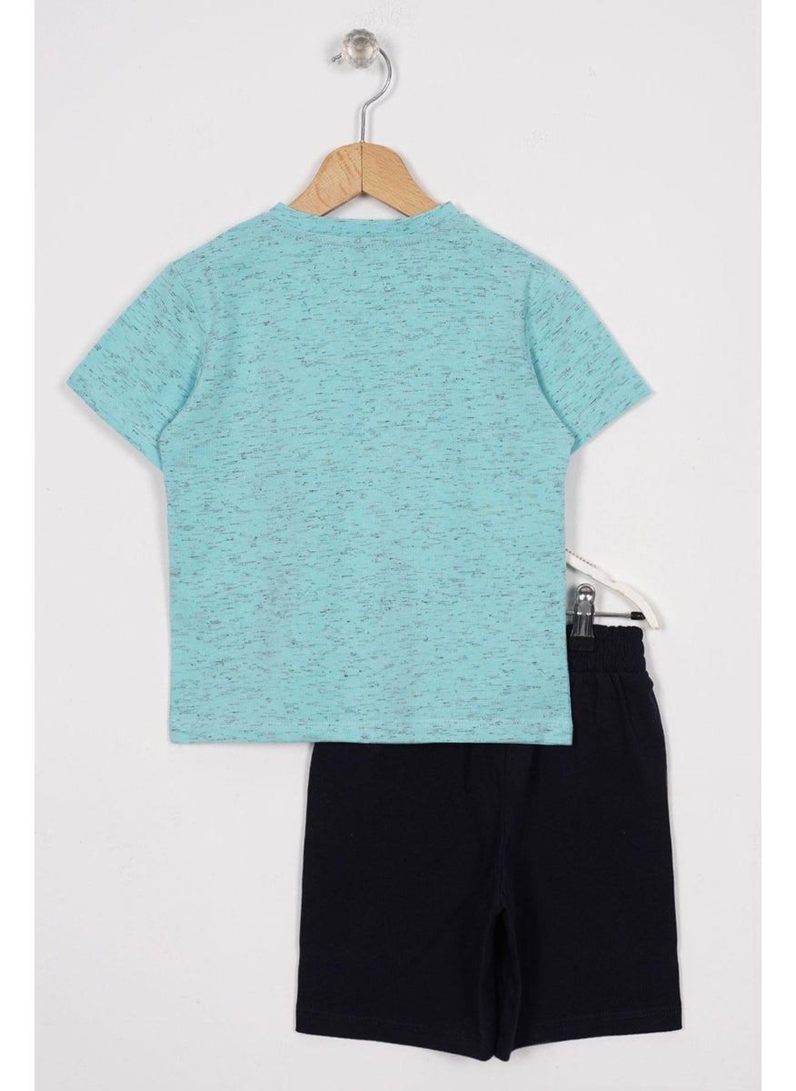 Pocket Detailed Mint Black Color Boy Shorts Set