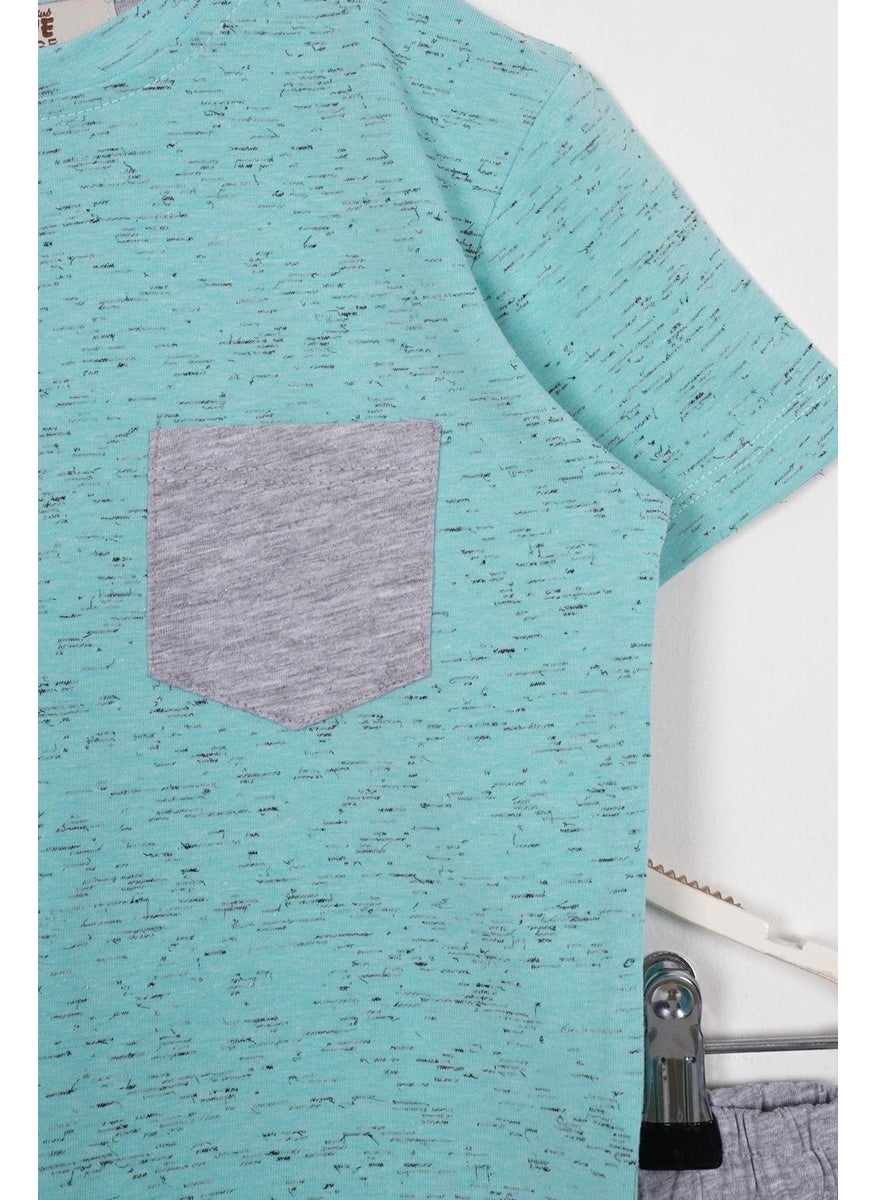 Pocket Detailed Mint Gray Color Boy Shorts Set