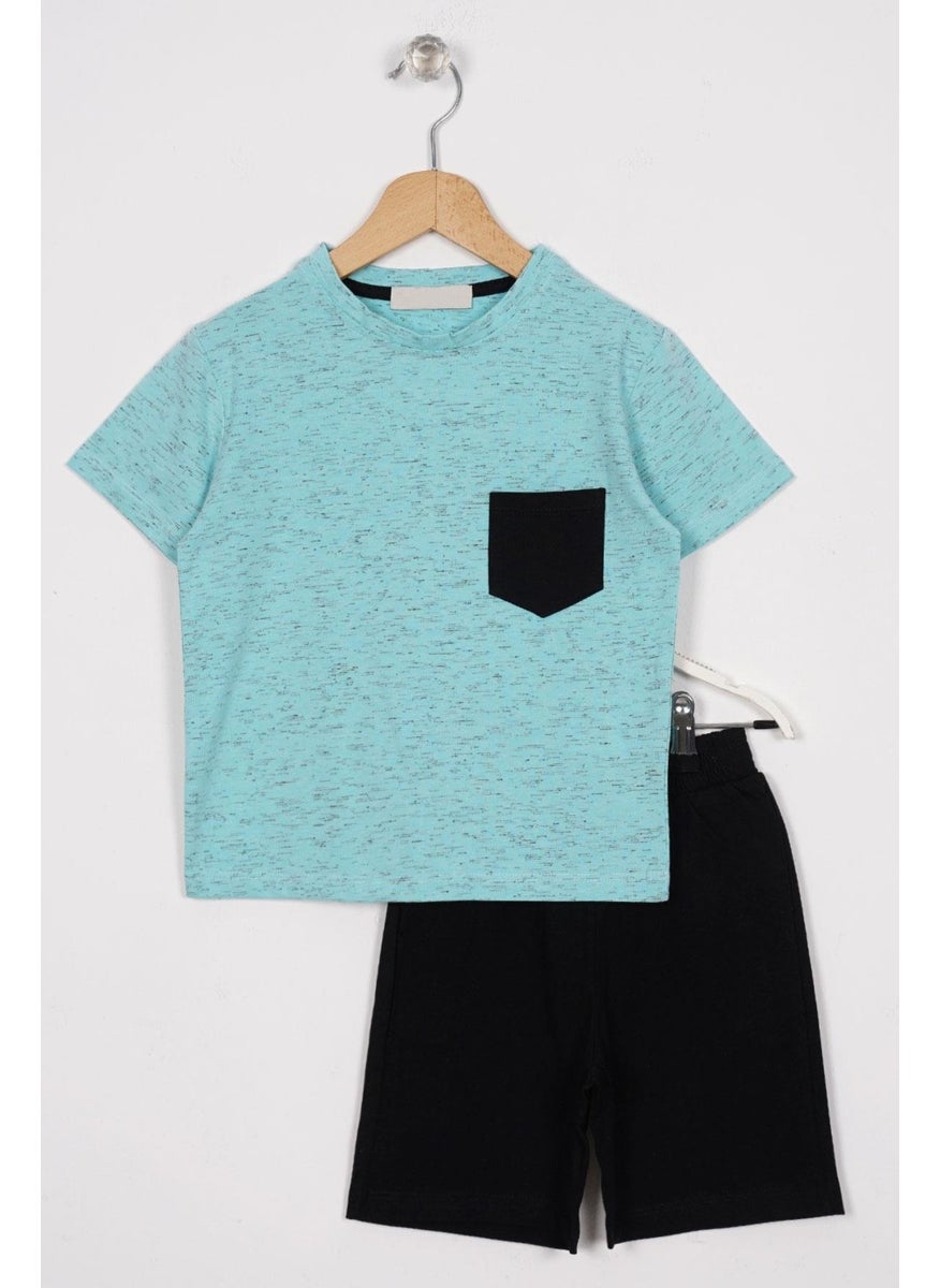 Pocket Detailed Mint Color Boy Shorts Set