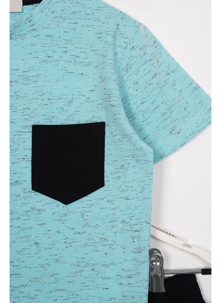 Pocket Detailed Mint Color Boy Shorts Set