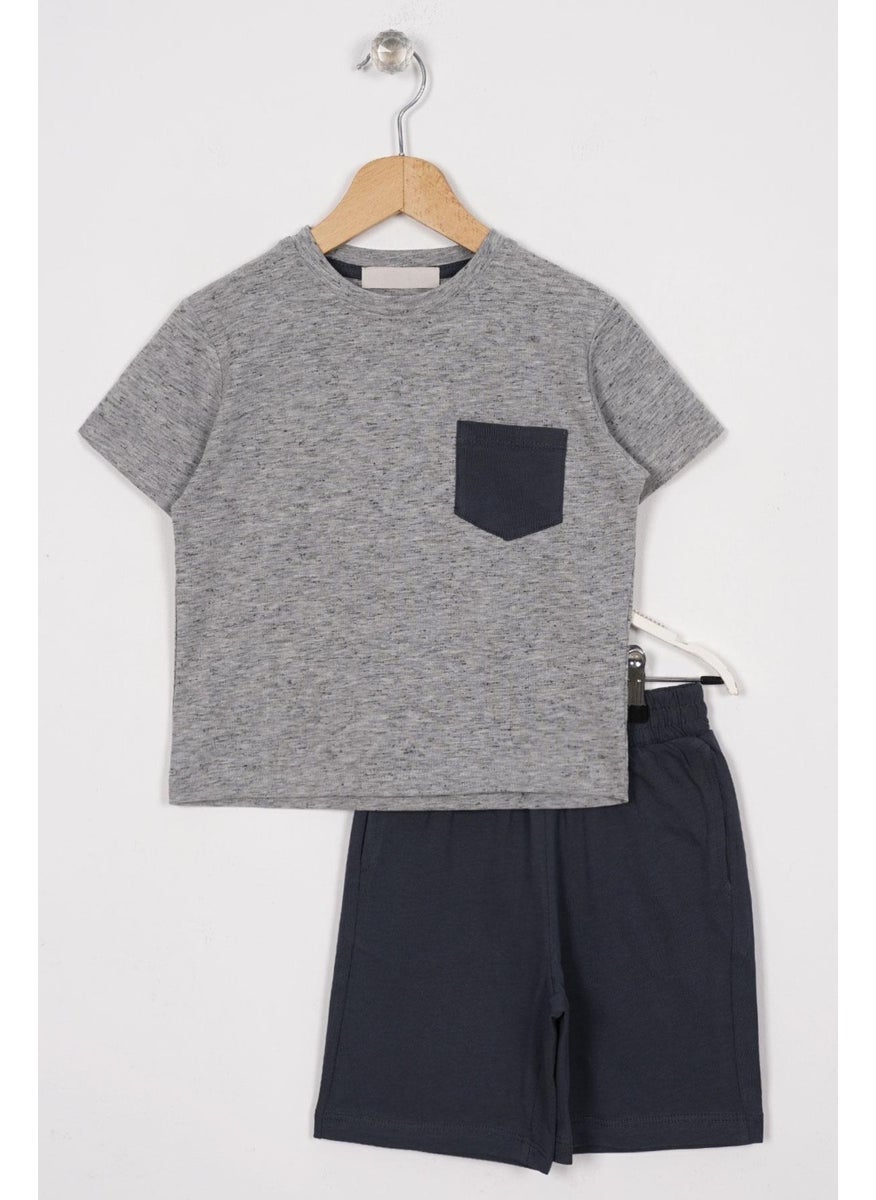 Pocket Detailed Smoke Color Boy Shorts Set