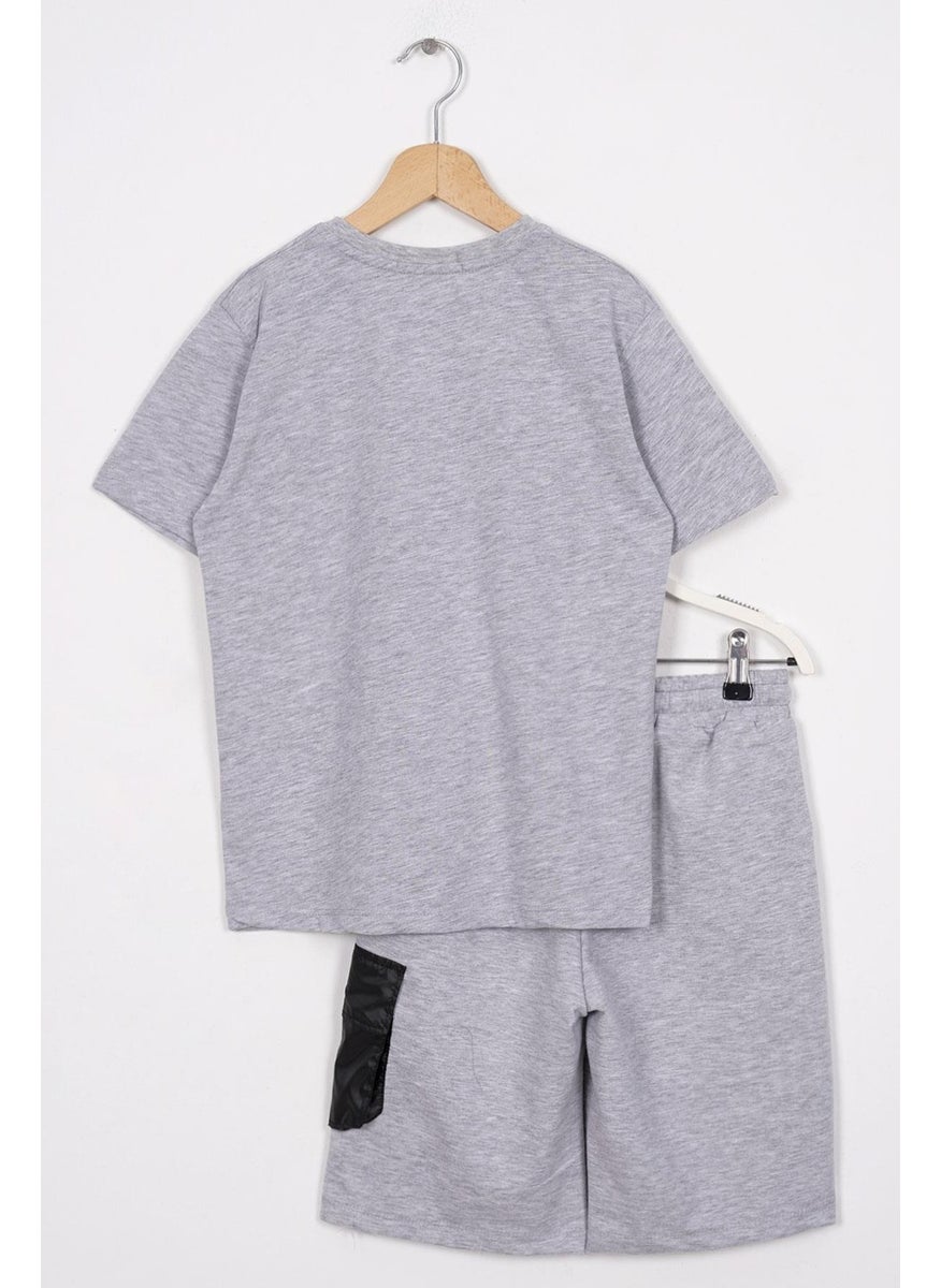 Ready Printed Gray Melange Color Boy Shorts Set