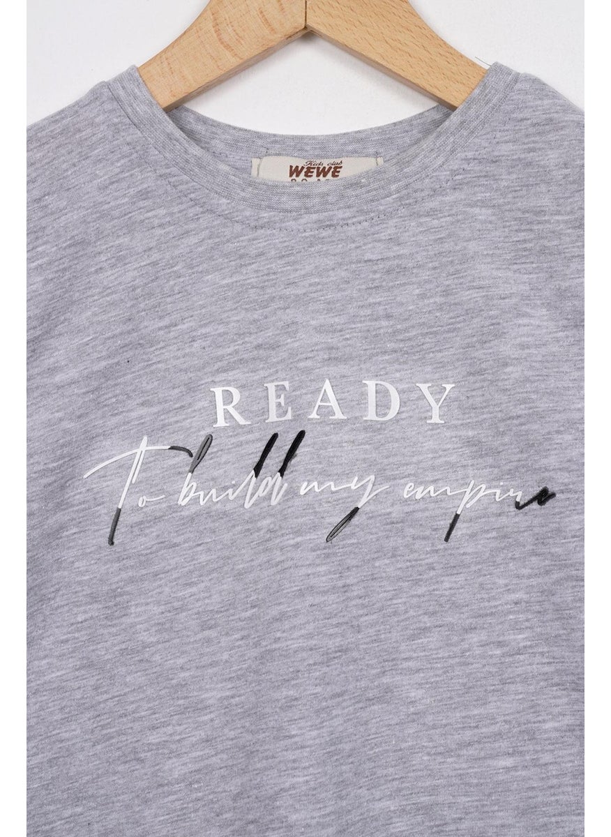 Ready Printed Gray Melange Color Boy Shorts Set