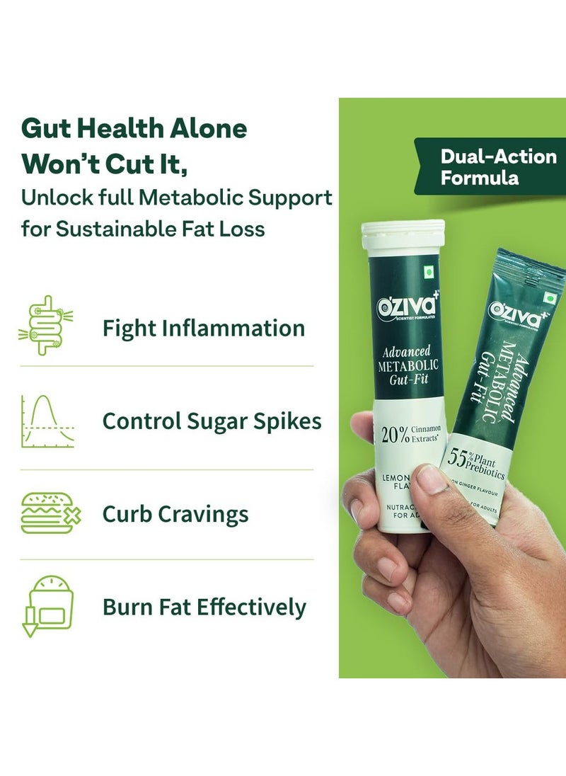 Advanced Metabolic Gut Fit Gut Metabolic Health Cinnamon Polyphenols B420 Probiotic Oat Fiber Prebiotic 30 Sachets 30 Effervescent Tablets