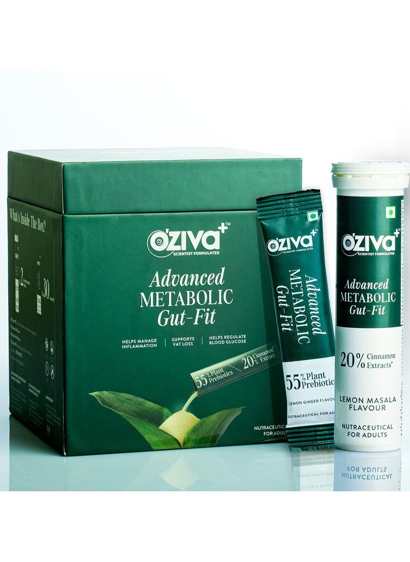Advanced Metabolic Gut Fit Gut Metabolic Health Cinnamon Polyphenols B420 Probiotic Oat Fiber Prebiotic 30 Sachets 30 Effervescent Tablets