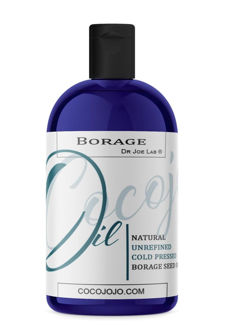 Dr Joe Lab Borage Seed Oil - 8 oz - Pure Cold Pressed Non-GMO Carrier Oil for Skin Hair Nails Body Beard Face High GLA - All Skin and Hair Types - Packaging May Vary