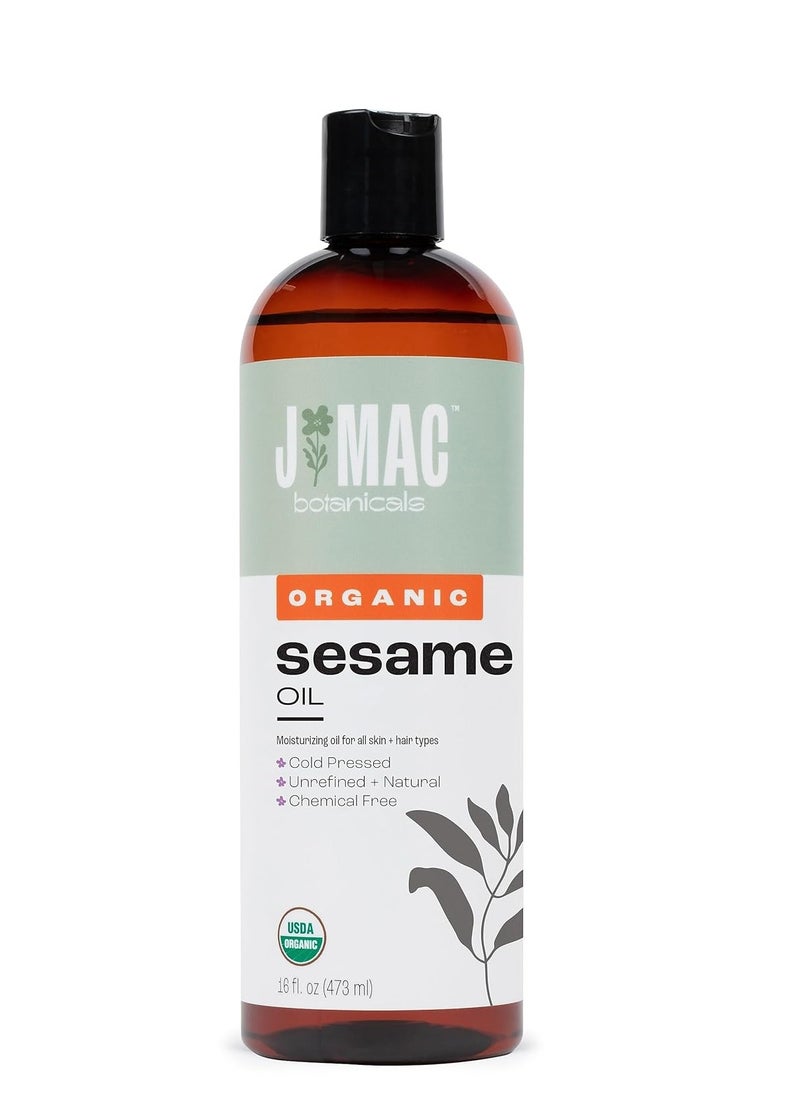 J Mac Botanicals, Organic Sesame Oil, Cold-Pressed, Organic Sesame Oil for Skin, Pulling