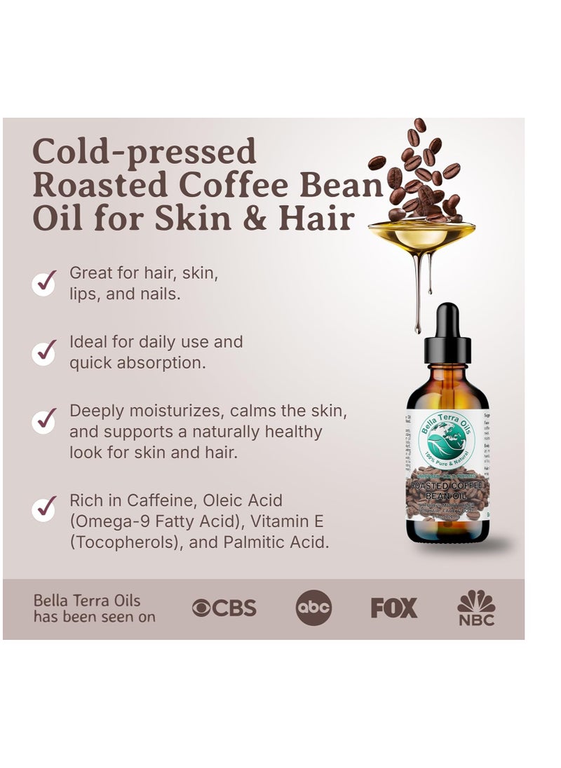 Bella Terra Oils - Roasted Coffee Bean Oil 4 oz - Dive into The Heart of Coffee Extract, Boosted with Essential Fatty Acids, A Luxurious Experience