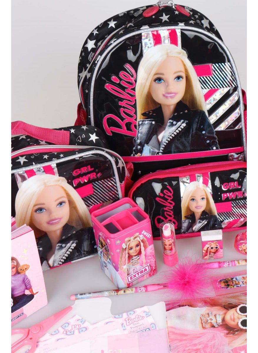 Dekomus with New Season Licensed Girl Power Kindergarten, Lunch and Pencil Bag with 500 ml Water Bottle, Lunch Box Full Stationery Set