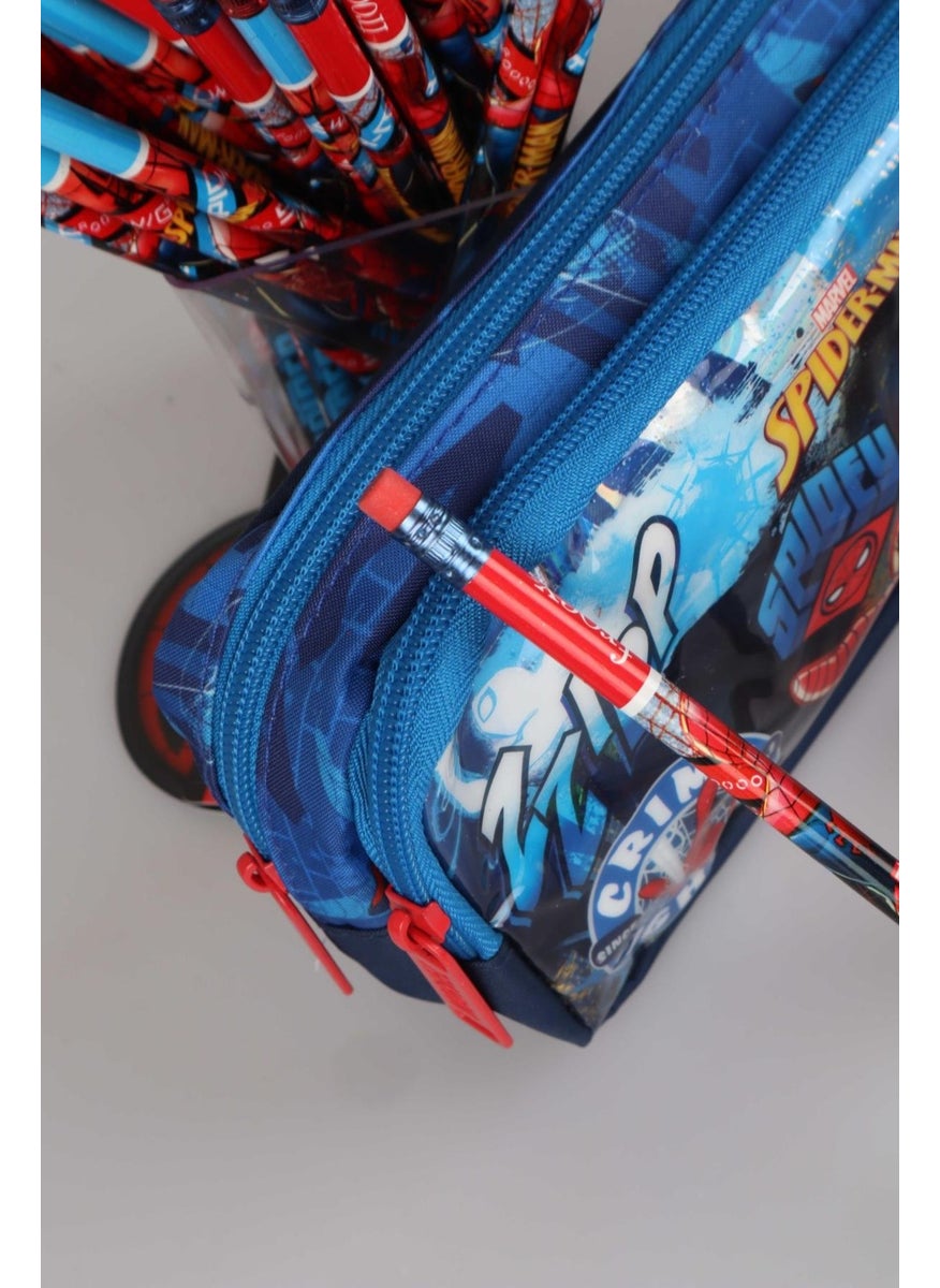 Licensed Pencil Bag, 2 Eraser Pencils, Double Blade Sharpener and Rocket Eraser Stationery Set