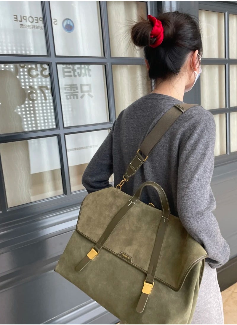 Mountain Walk Series Large Travel Briefcase Vintage Suede Crossbody Backpack (Large Size)