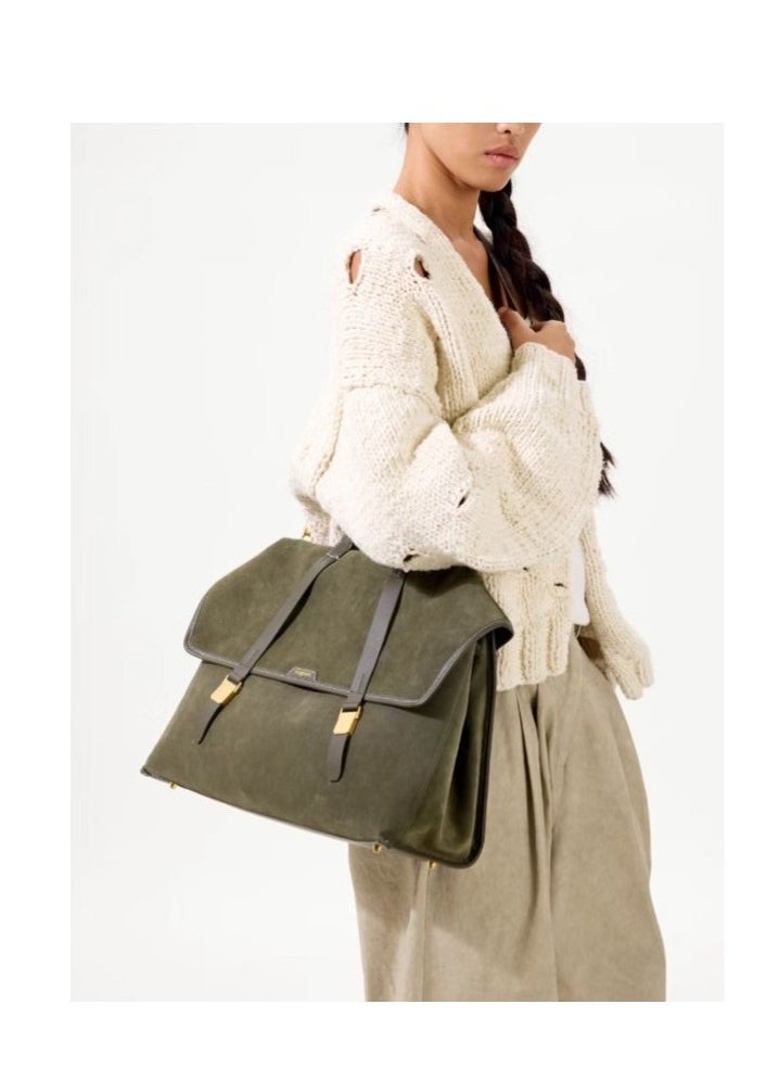 Mountain Walk Series Large Travel Briefcase Vintage Suede Crossbody Backpack (Large Size)