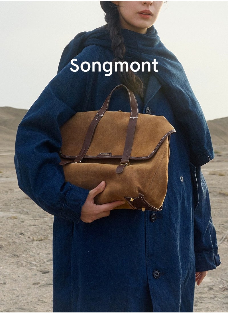 Mountain Walk Series Large Travel Briefcase Vintage Suede Crossbody Backpack (Large Size)