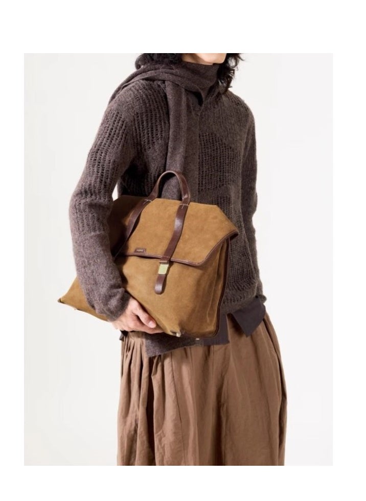 Mountain Walk Series Large Travel Briefcase Vintage Suede Crossbody Backpack (Large Size)
