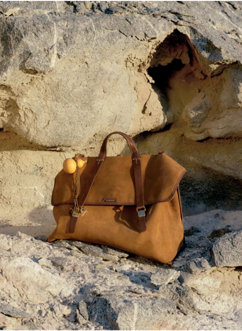 Mountain Walk Series Large Travel Briefcase Vintage Suede Crossbody Backpack (Large Size)