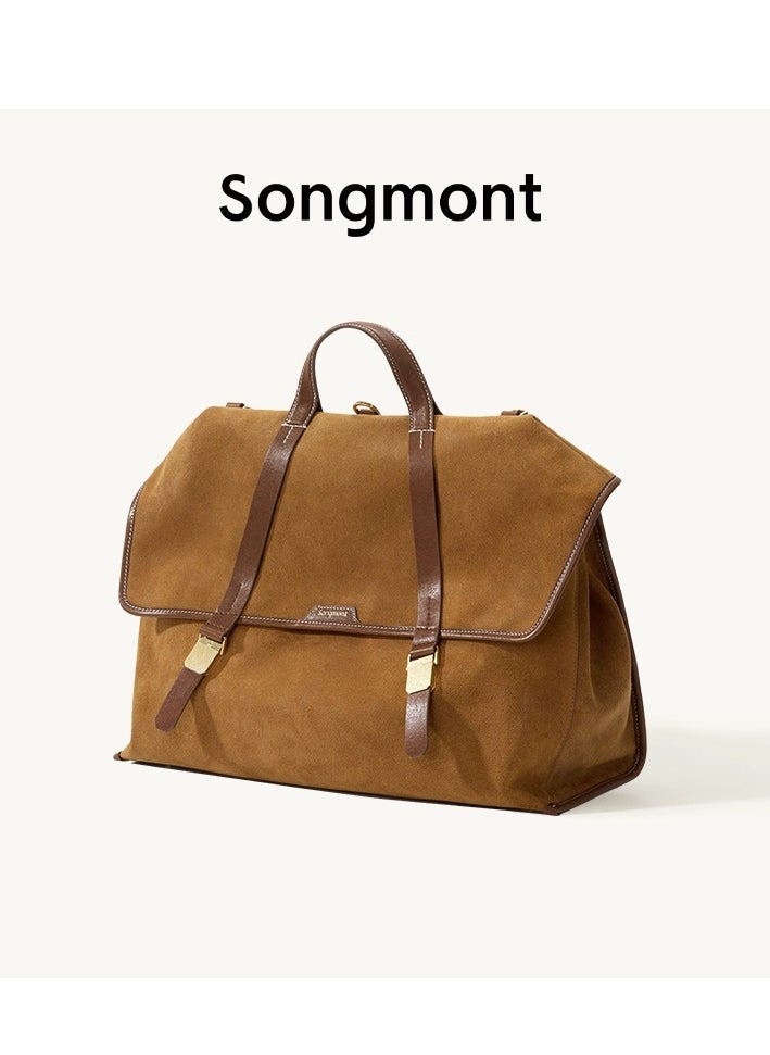 Mountain Walk Series Large Travel Briefcase Vintage Suede Crossbody Backpack (Large Size)