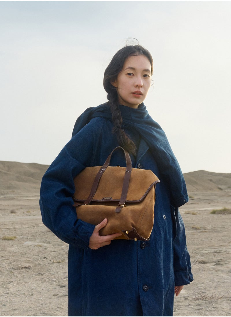 Mountain Walk Series Large Travel Briefcase Vintage Suede Crossbody Backpack (Large Size)