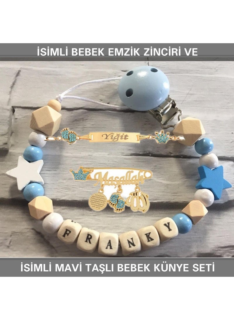 Named Baby Pacifier Chain and Named Baby Tag Set BEZYI769