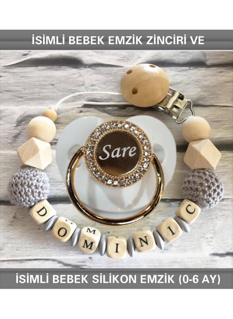 Named Baby Pacifier Chain and Baby Silicone Pacifier Set (0-6 Months/Newborn) SAHI_0708