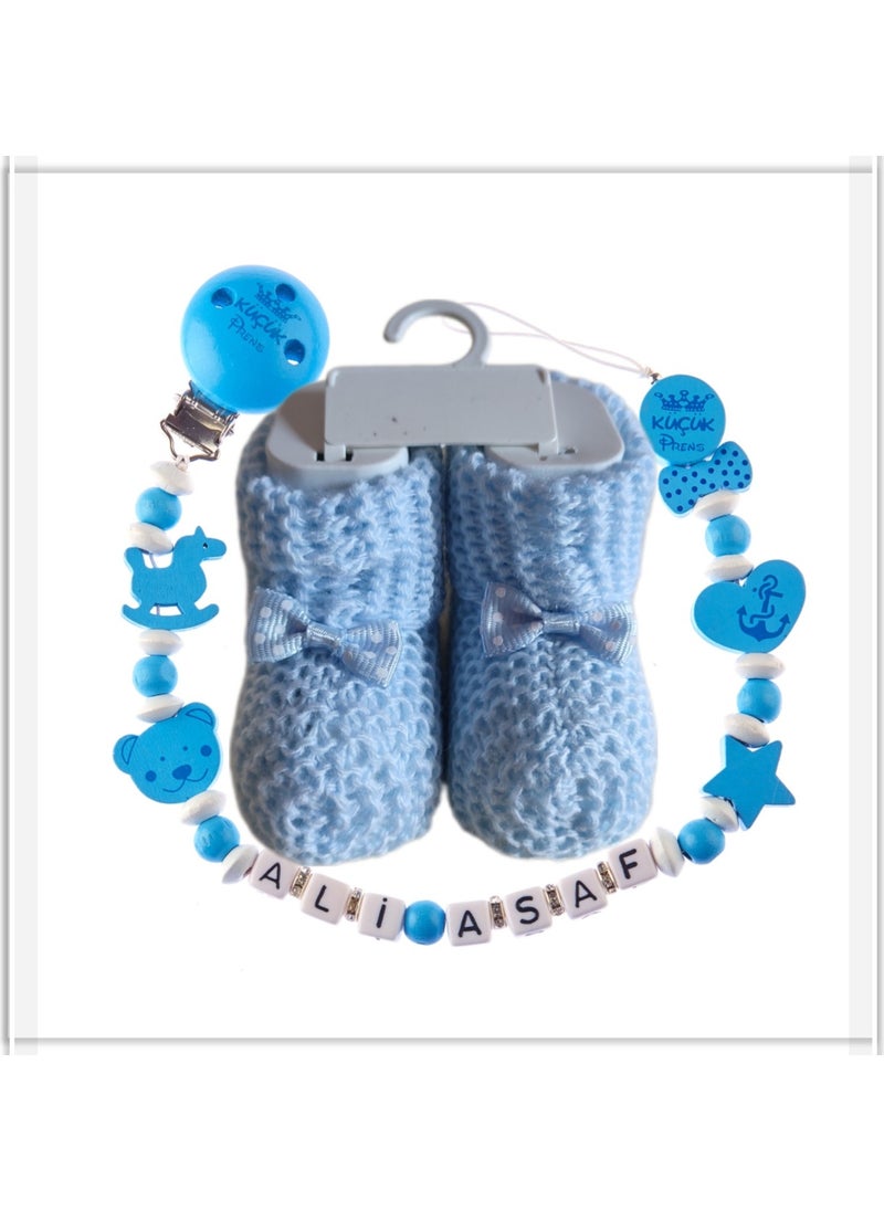 Named Baby Pacifier Chain and Booties Set BEZYI998