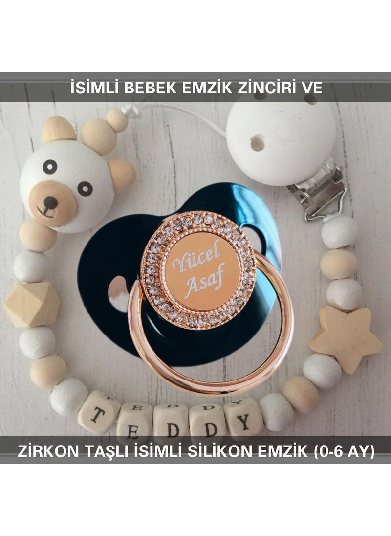 Named Pacifier Chain and Named Silicone Pacifier (0-6 Months) BEZYI444