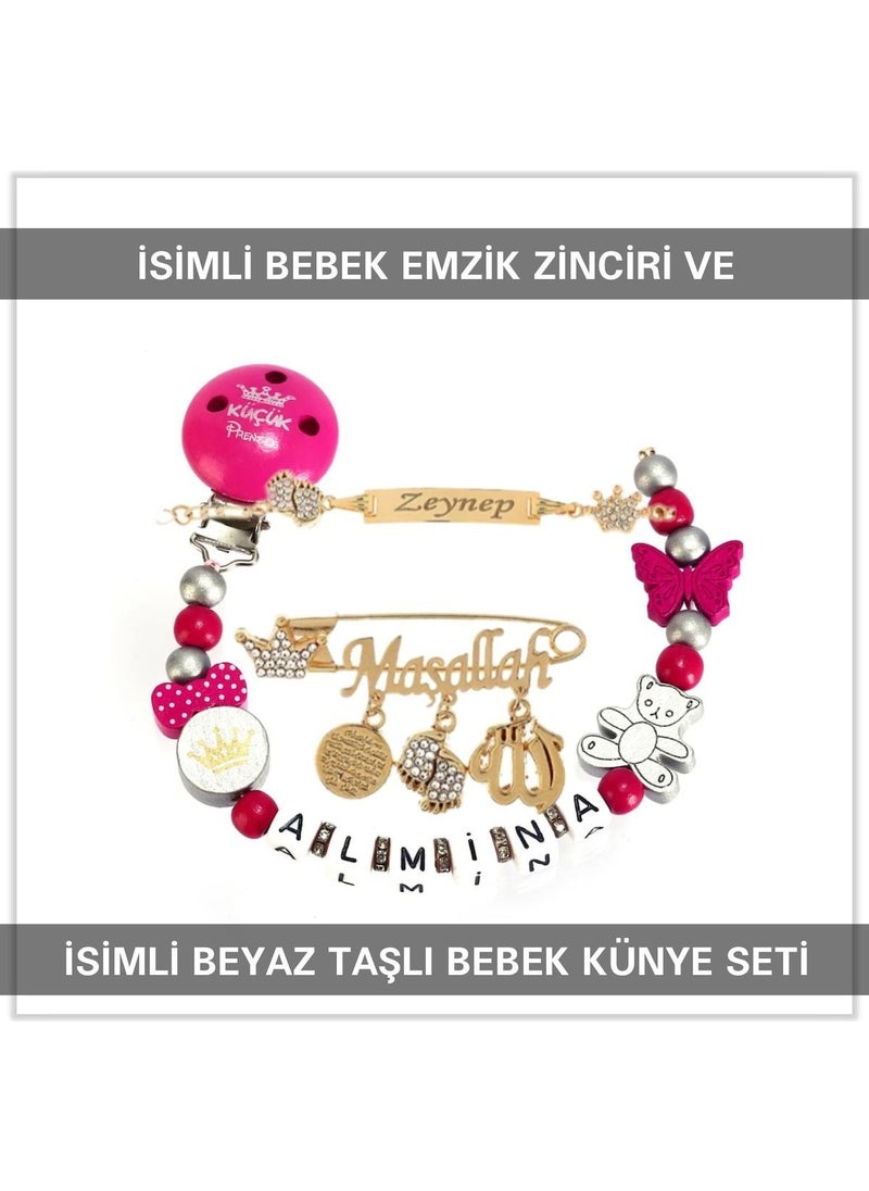 Named Baby Pacifier Chain and Named Baby Tag Set BEZYI669