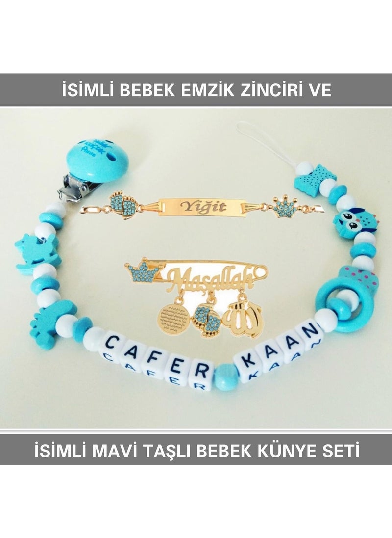 Named Baby Pacifier Chain and Named Baby Tag Set BEZYI749