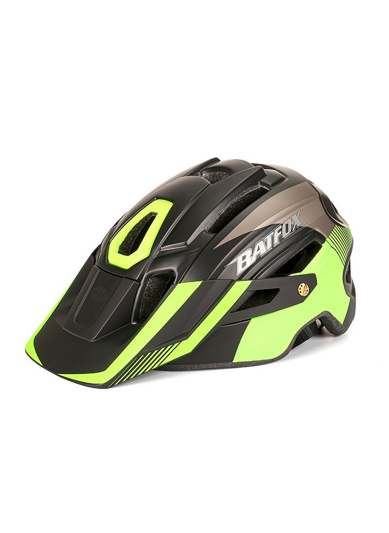 Bat Fox Bicycle Helmet Mountain Bike Integrated Molding Cycling Helmet Warning Light Cycling 8280 Black Green