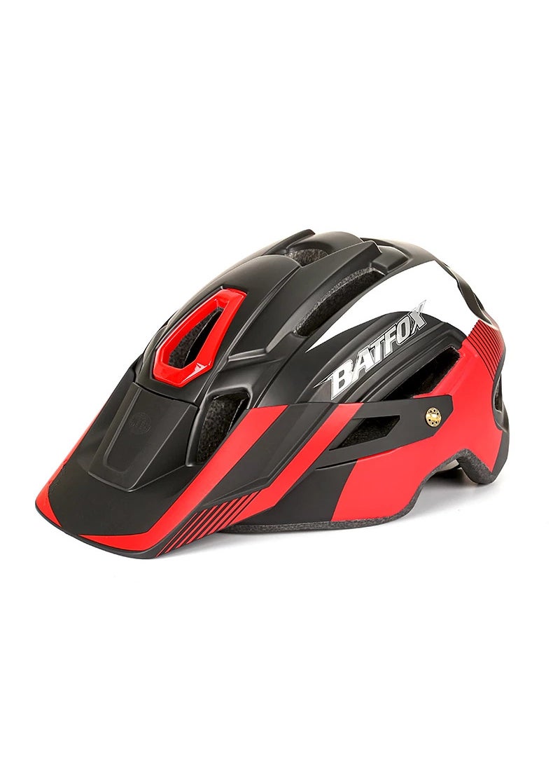 Bat Fox Bicycle Helmet Mountain Bike Integrated Molding Cycling Helmet Warning Light Cycling 8280 Black Red