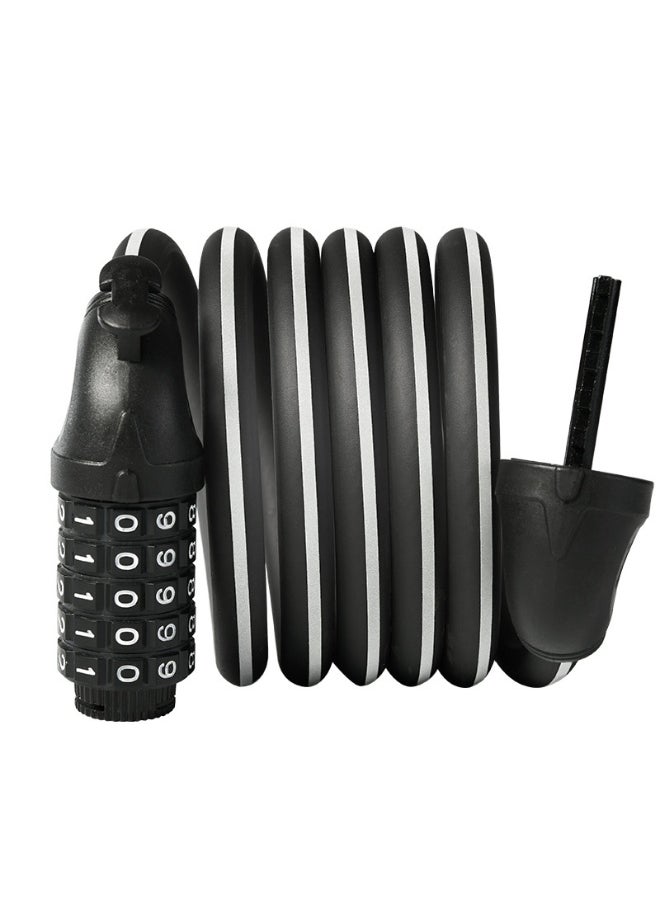 5-Digit Combination Bike Lock - Steel Cable Lock for Mountain and Road Bikes with Reflective Design