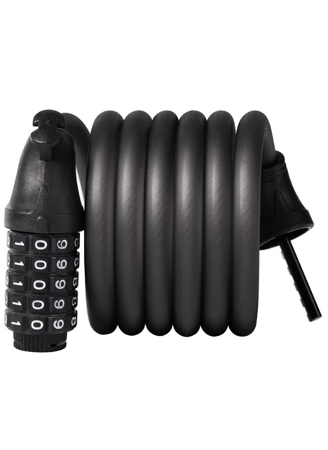Five-Digit Combination Bicycle Lock - Steel Cable Lock for Mountain and Road Bikes, Reflective Design for Enhanced Security