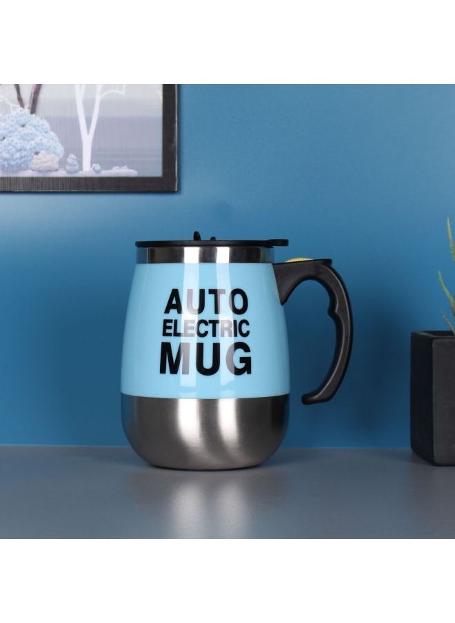 Automatic Mixing Cup Stainless Steel Cup Portable Coffee Cup Electric Magnetization Cup Lazy Water Cup Printing Mug-Color:Capsule Light Blue-Capacity:Magnetic 350ml, Fan 400ml