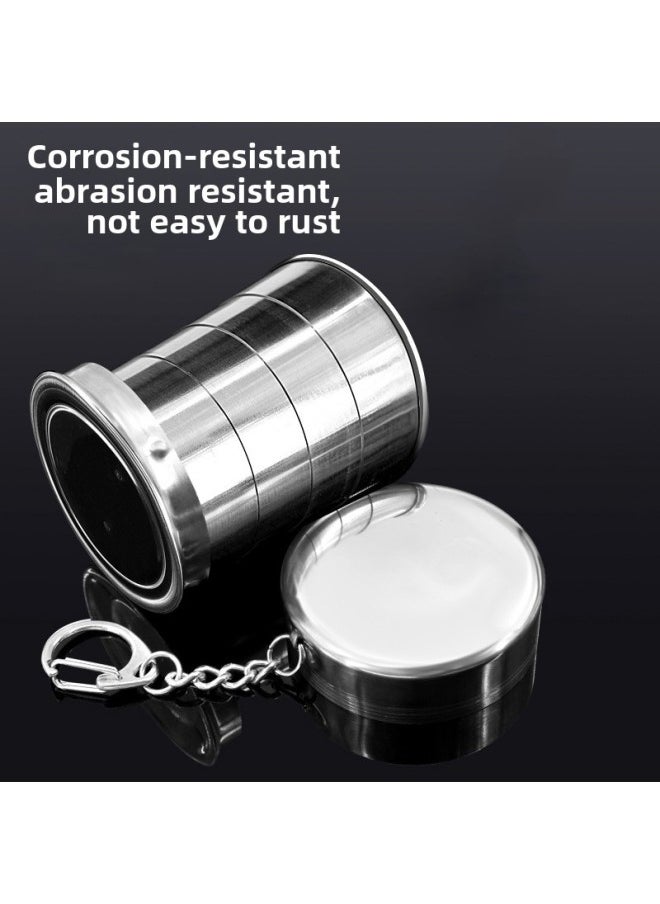 Lightweight Stainless Steel Folding Cup Portable High Temperature Resistant Telescopic Gargle Small Water Cup Outdoor Travel Food Grade Cup-Capacity:Stainless Steel Large 250ML [two Pack]]