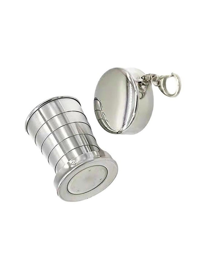 Lightweight Stainless Steel Folding Cup Portable High Temperature Resistant Telescopic Gargle Small Water Cup Outdoor Travel Food Grade Cup-Capacity:Stainless Steel Large 250ML [two Pack]]