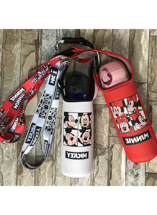 Wholesale Diving Material Cup Cover Crossbody Insulation Glass Protective Cover Cartoon Cute Drop-resistant Water Cup Handbag In Stock-Color:Four Grids-pretty Girl-Capacity:Small Size 350ml (height Cm)