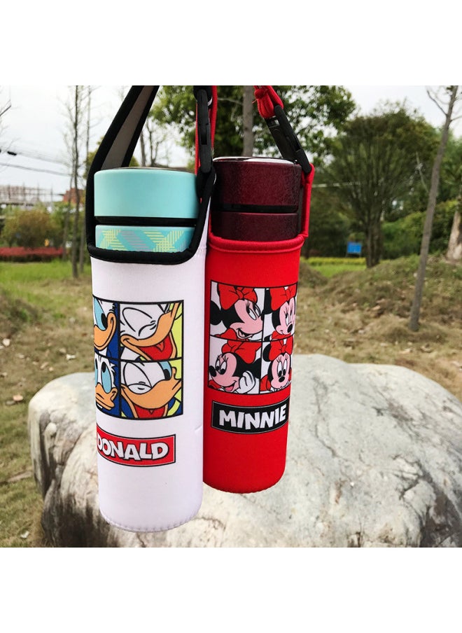 Wholesale Diving Material Cup Cover Crossbody Insulation Glass Protective Cover Cartoon Cute Drop-resistant Water Cup Handbag In Stock-Color:Four Grids-crayon Xiaoxin-Capacity:Small Size 350ml (height Cm)