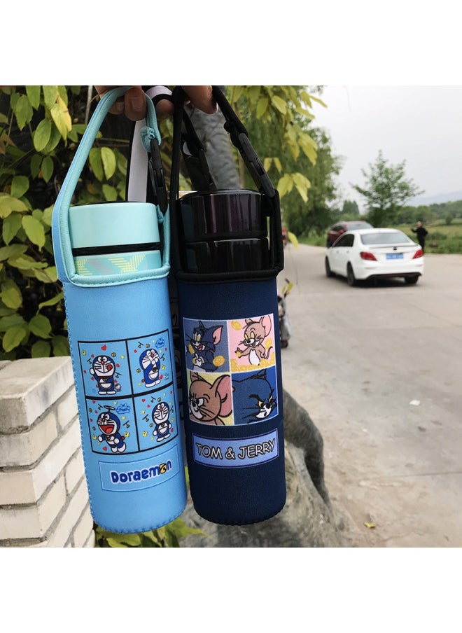 Wholesale Diving Material Cup Cover Crossbody Insulation Glass Protective Cover Cartoon Cute Drop-resistant Water Cup Handbag In Stock-Color:Four Grids-crayon Xiaoxin-Capacity:Small Size 350ml (height Cm)