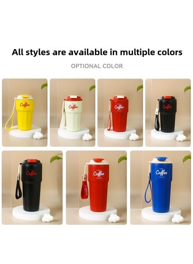 304 Mug Ladies High-value Straw Cup Heat-resistant Portable Coffee Accompanying Cup Simple Stainless Steel Water Cup-Color:new Red-Capacity:620ml