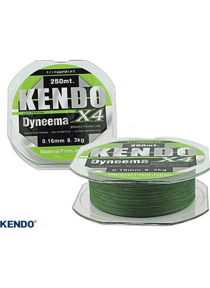 Dynema 4 Braided 250MT (Green) Rope Fishing Line