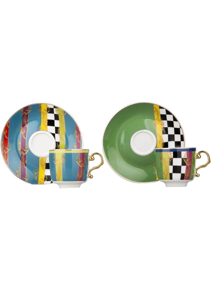 Lucky Art Lyeg 177 Saffronia Set of 2 Bone Coffee Cups