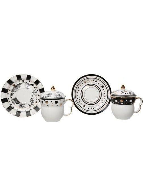 Lucky Art Milana Bone Set of 6 Cups with Lids Lyhd 387