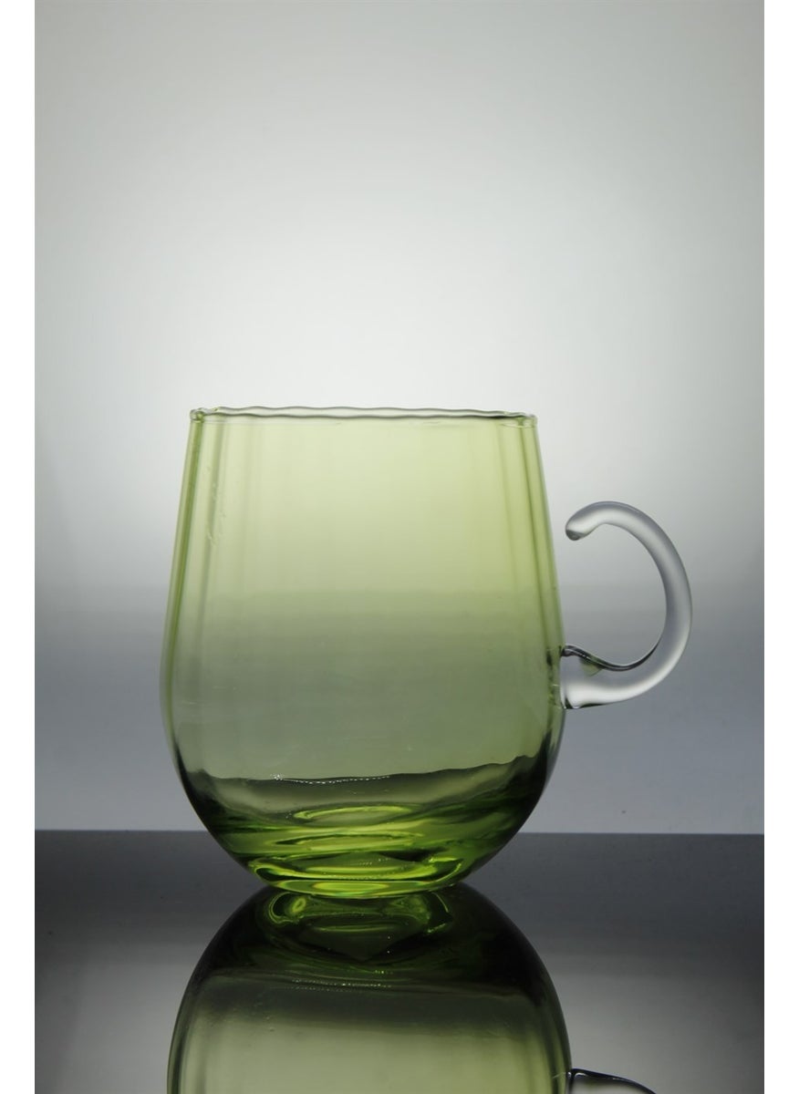 Hand Made Crystal Cup with Cup, Thin Glass 22046 1 Piece Green