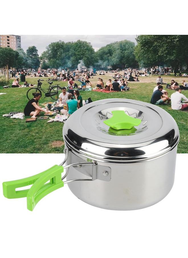 Outdoor Stainless Steel Portable Cooking Pot Camping Picnic Cookware
