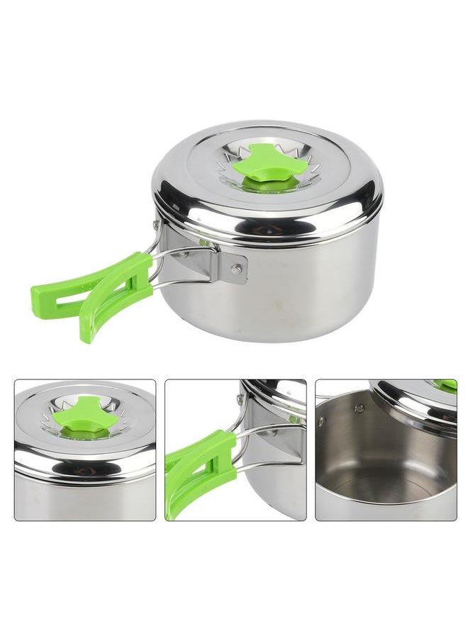 Outdoor Stainless Steel Portable Cooking Pot Camping Picnic Cookware