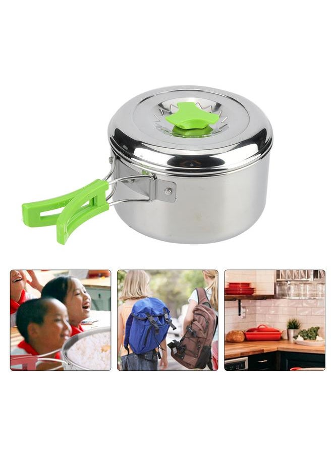 Outdoor Stainless Steel Portable Cooking Pot Camping Picnic Cookware