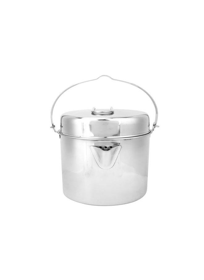 2 in 1 Outdoor Portable Cooker Camping Hiking Picnic Cooking Pot Pan Set with Handle Grip