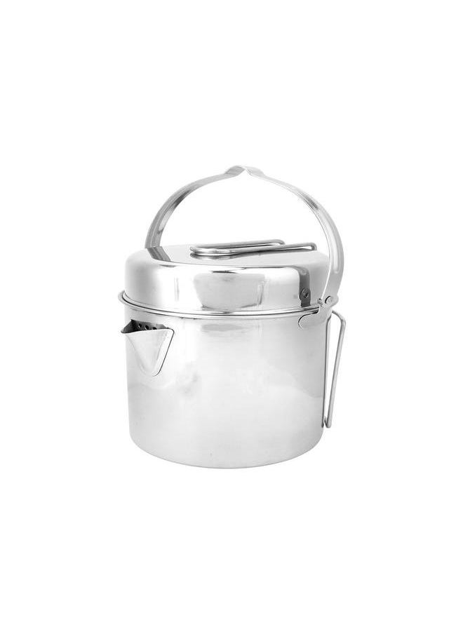 2 in 1 Outdoor Portable Cooker Camping Hiking Picnic Cooking Pot Pan Set with Handle Grip