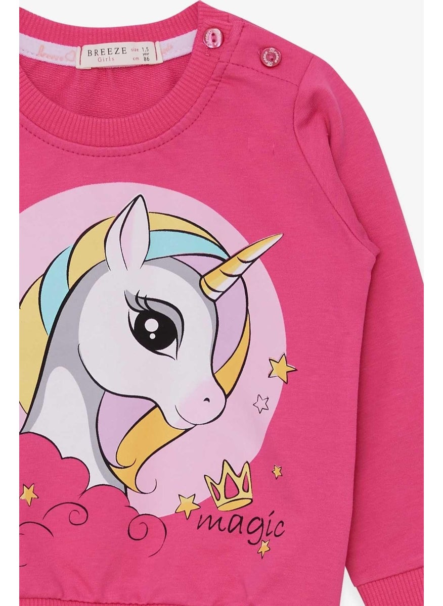 Girl Child Sweatshirt Printed Unicorn 1.5-5 Years, Pink