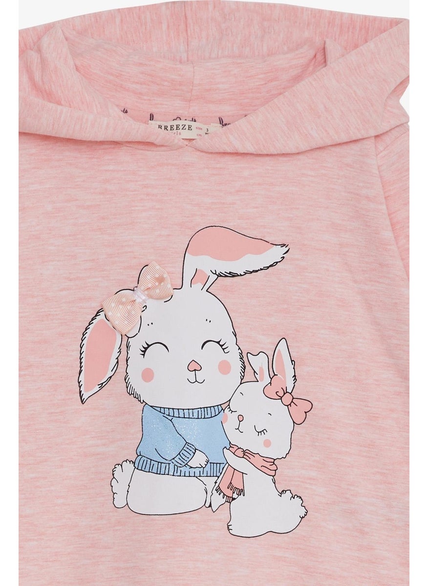 Girl's Sweatshirt Bunny Printed 1.5-5 Years, Salmon Melange